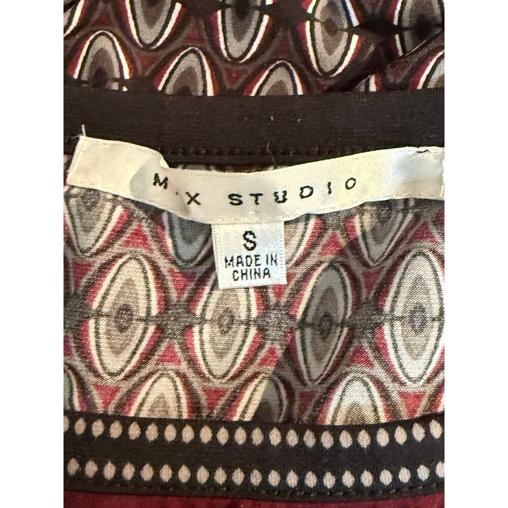 Max Studio Burgundy Black Geometric Tunic Dress S - Picture 3 of 3
